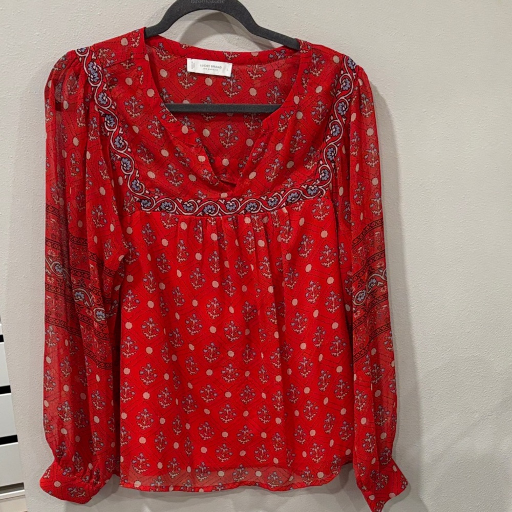 Lucky Brand Red Paisley Women's Blouse